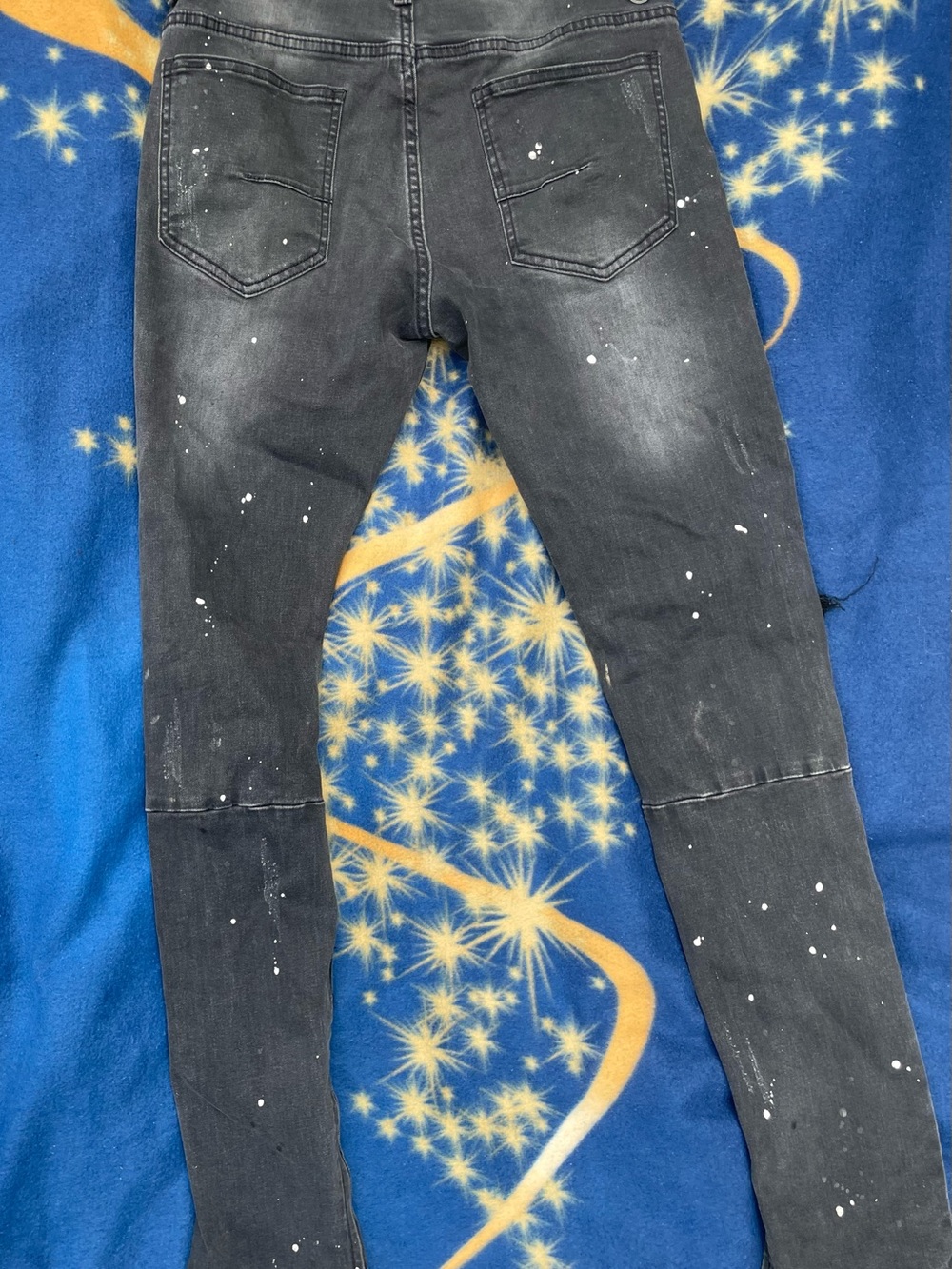 KDNK Black Paint-Splatter Skinny Jeans size 30 pre-owned